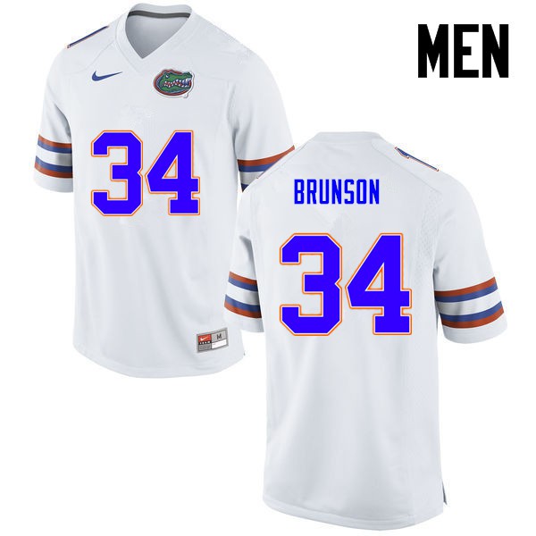 Florida Gators Men #34 Lacedrick Brunson College Football White